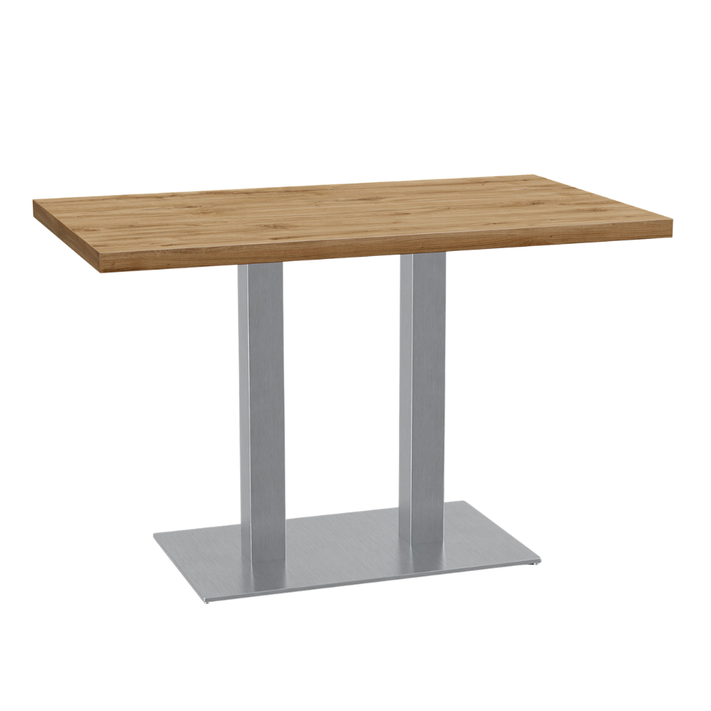 Bistrotisch 120x80 cm | Eiche Rom Natur | Edelstahl Gestell