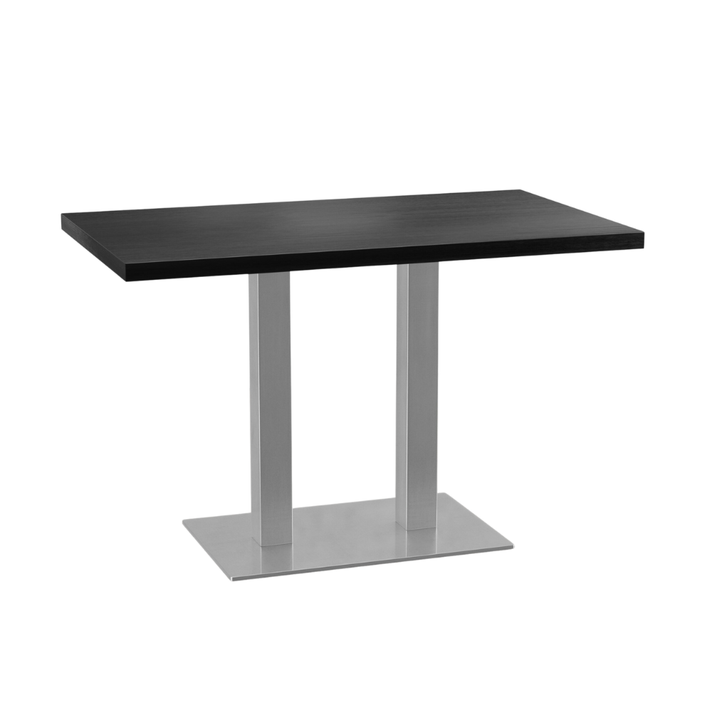 Bistrotisch 120x70 cm | Dunkle Holzoptik | Edelstahl Gestell
