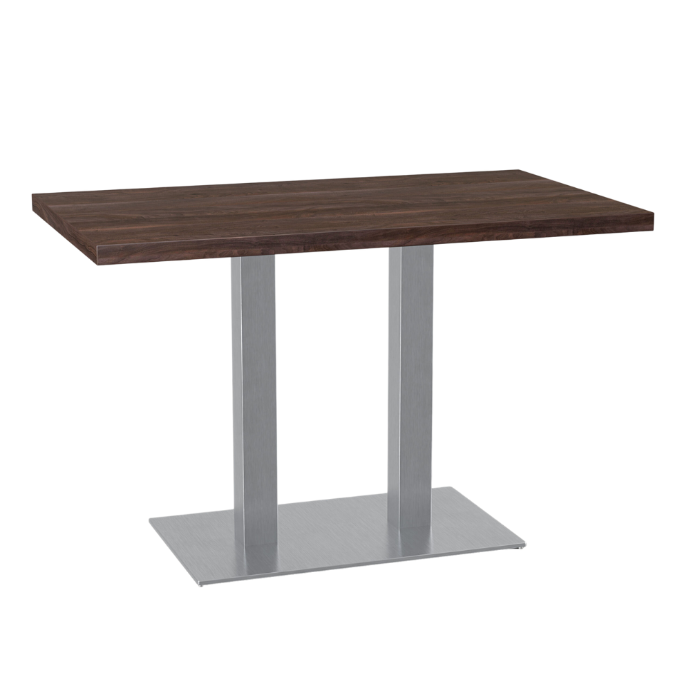 Bistrotisch 120x70 cm | D4409 OV Walnussbraun | Edelstahl Gestell