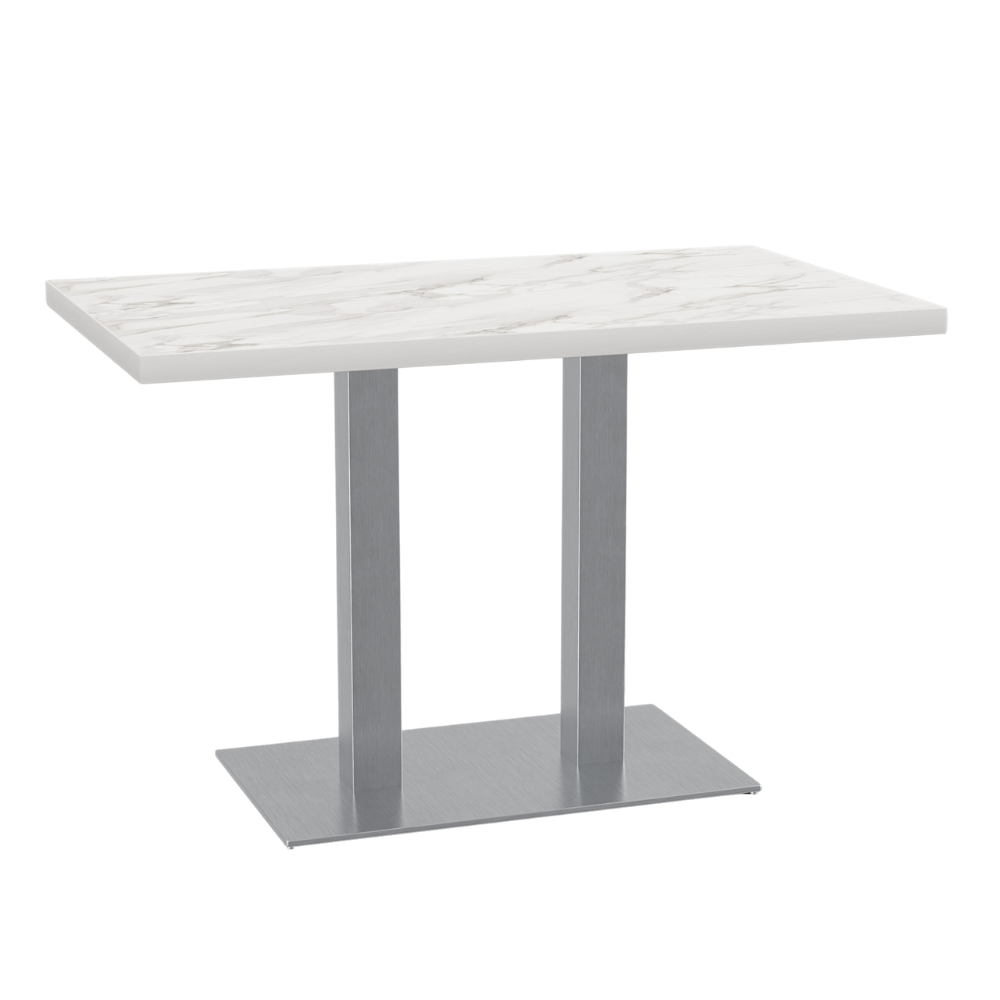Bistrotisch 120x70 cm | D4448VL Marmor Weiß | Edelstahl Gestell