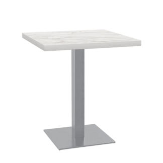 Bistrotisch 80x80 cm | D4448 LV Marmor Weiß | Edelstahl Gestell
