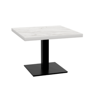 Gastro Loungetisch 70x70 cm | D4448 LV Marmor Weiß | Gusseisengestell