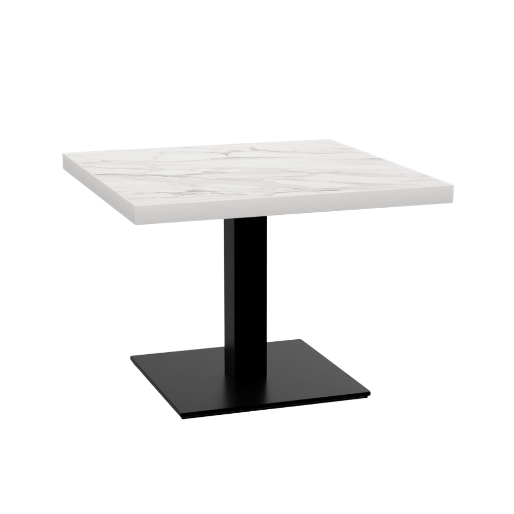 Gastro Loungetisch 80x80 cm | D4448 LV Marmor Weiß | Gusseisengestell