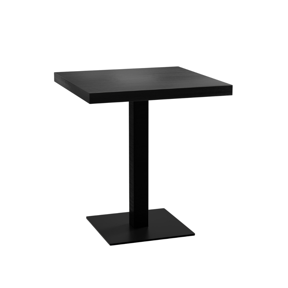 Bistrotisch 50x50 cm | Dunkle Holzoptik | Gusseisen Gestell
