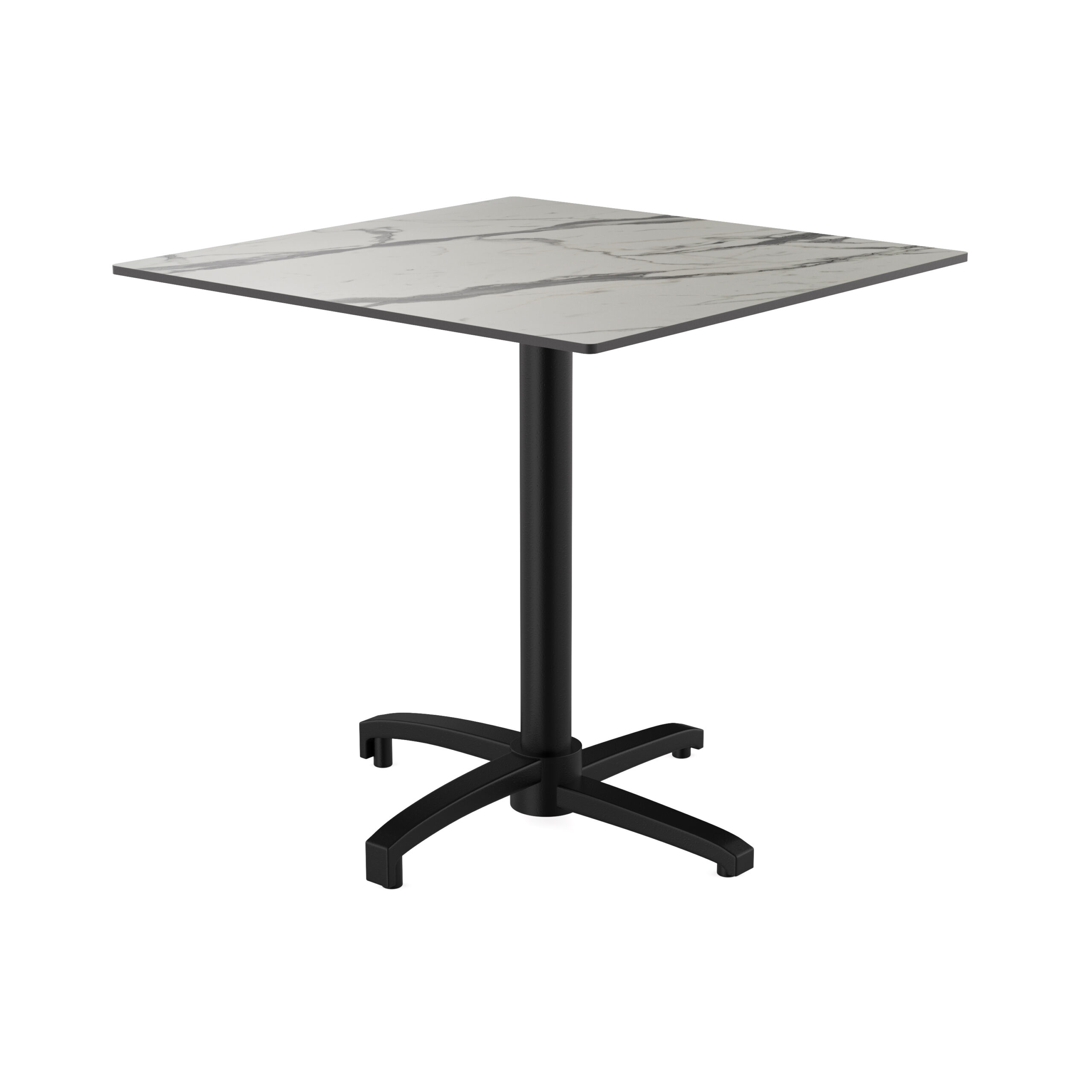Gastro Outdoor Terrassentisch "Rene" | HPL Compact 70x70 cm | Marmor Weiß | klappbar