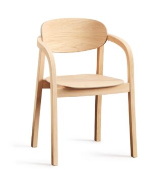 Fameg Designer Gastro Stuhl | Linia mit Armlehnen | Holz-Sitz