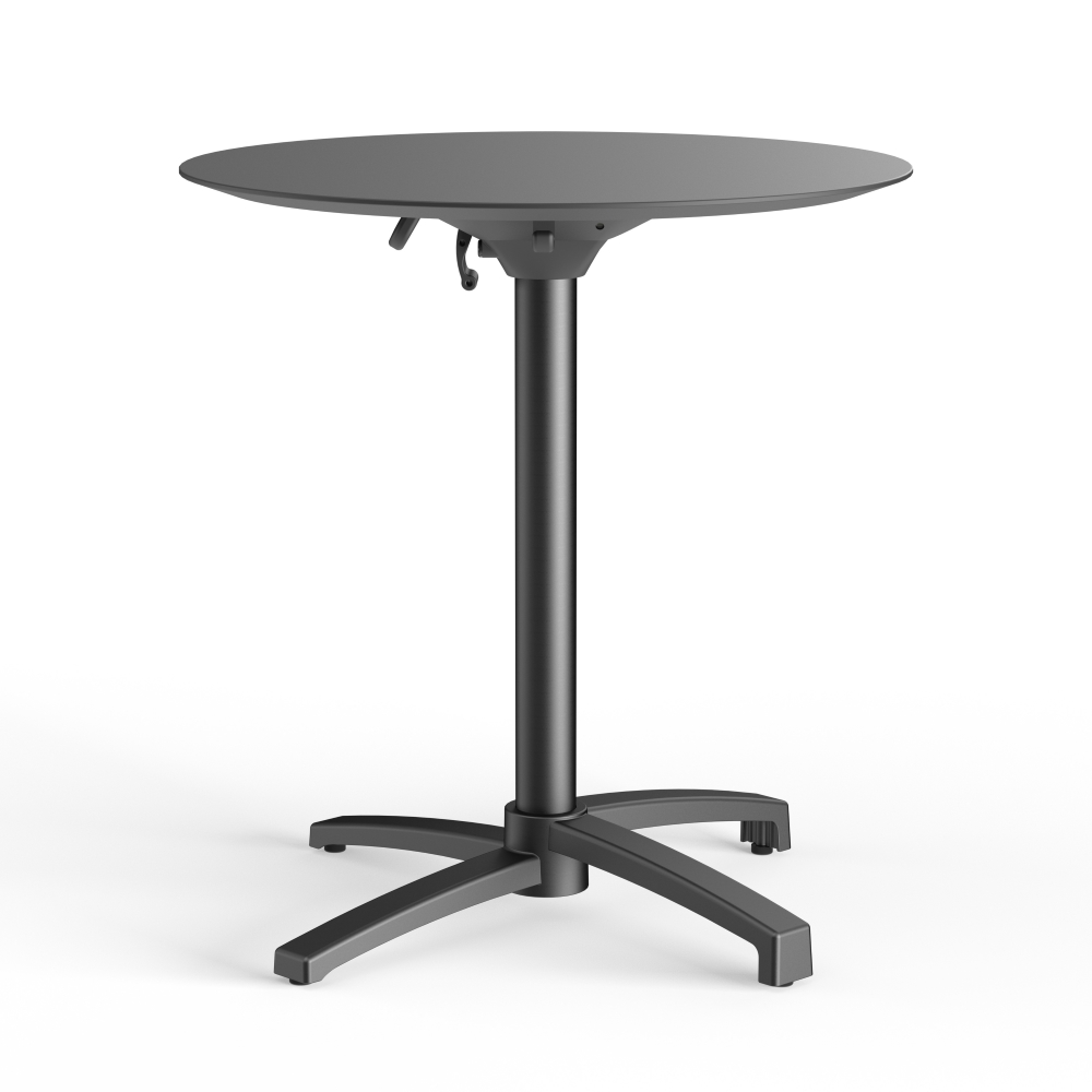 Gartentisch Outdoor Terrassentisch Rund "Rene" | HPL Compact Ø 60 cm | schwarz | klappbar