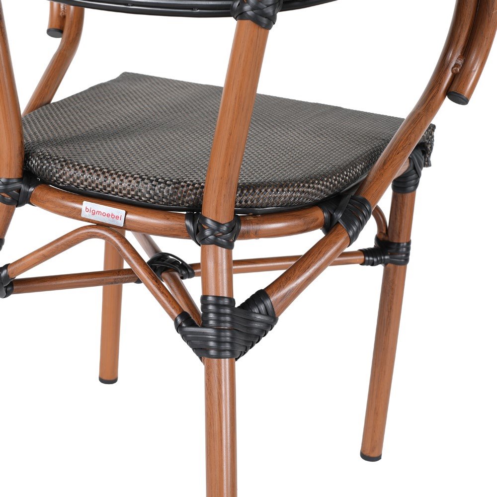 Terrassenstuhl Rom Bistrostuhl mit Armlehne Textilgewebe mit Aluminiumgestell stapelbar – Bild 5