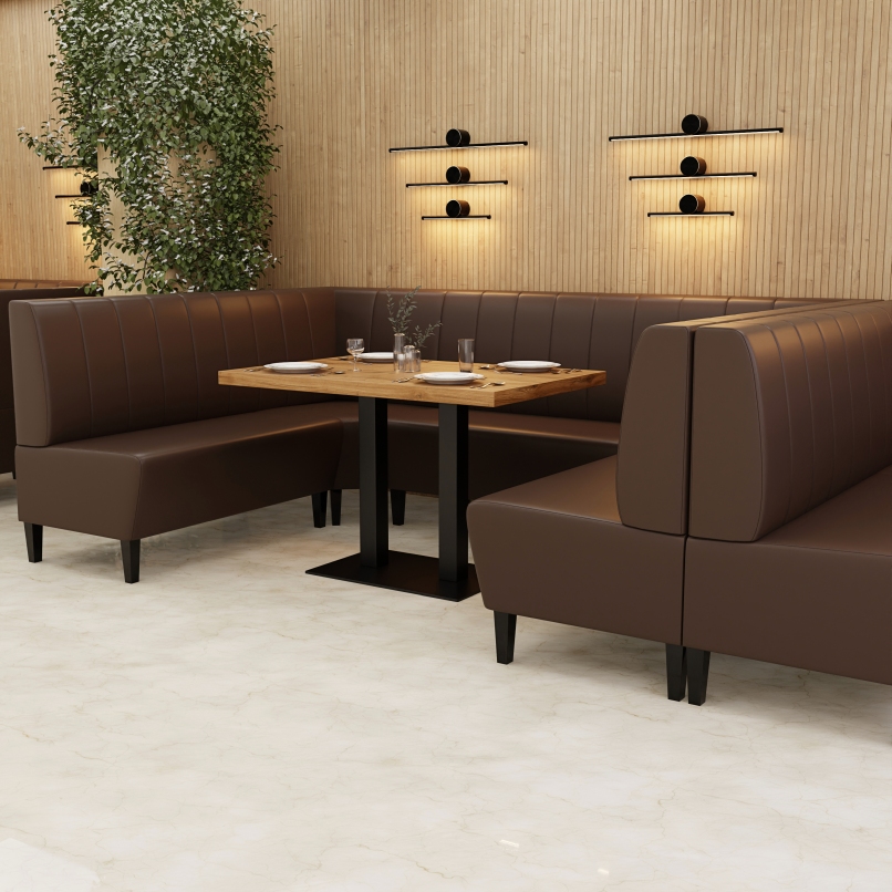 Gastro Sitzbank Paris | Vertikale Steppung | 120 cm breit | braun | Polsterbank – Bild 4