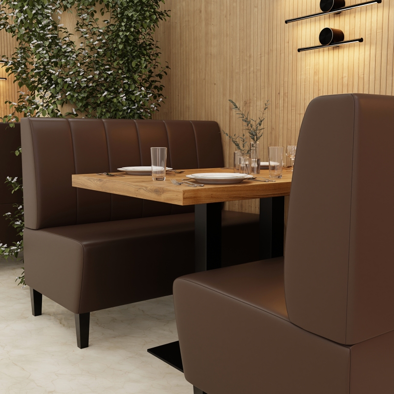 Gastro Sitzbank Paris | Vertikale Steppung | 120 cm breit | braun | Polsterbank – Bild 2