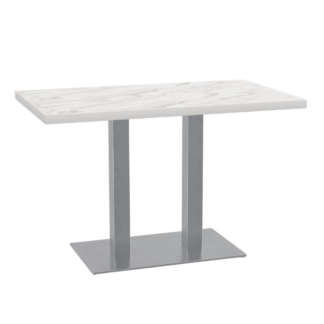 Bistrotisch 120x80 cm | Marmor Weiß | Edelstahl Gestell