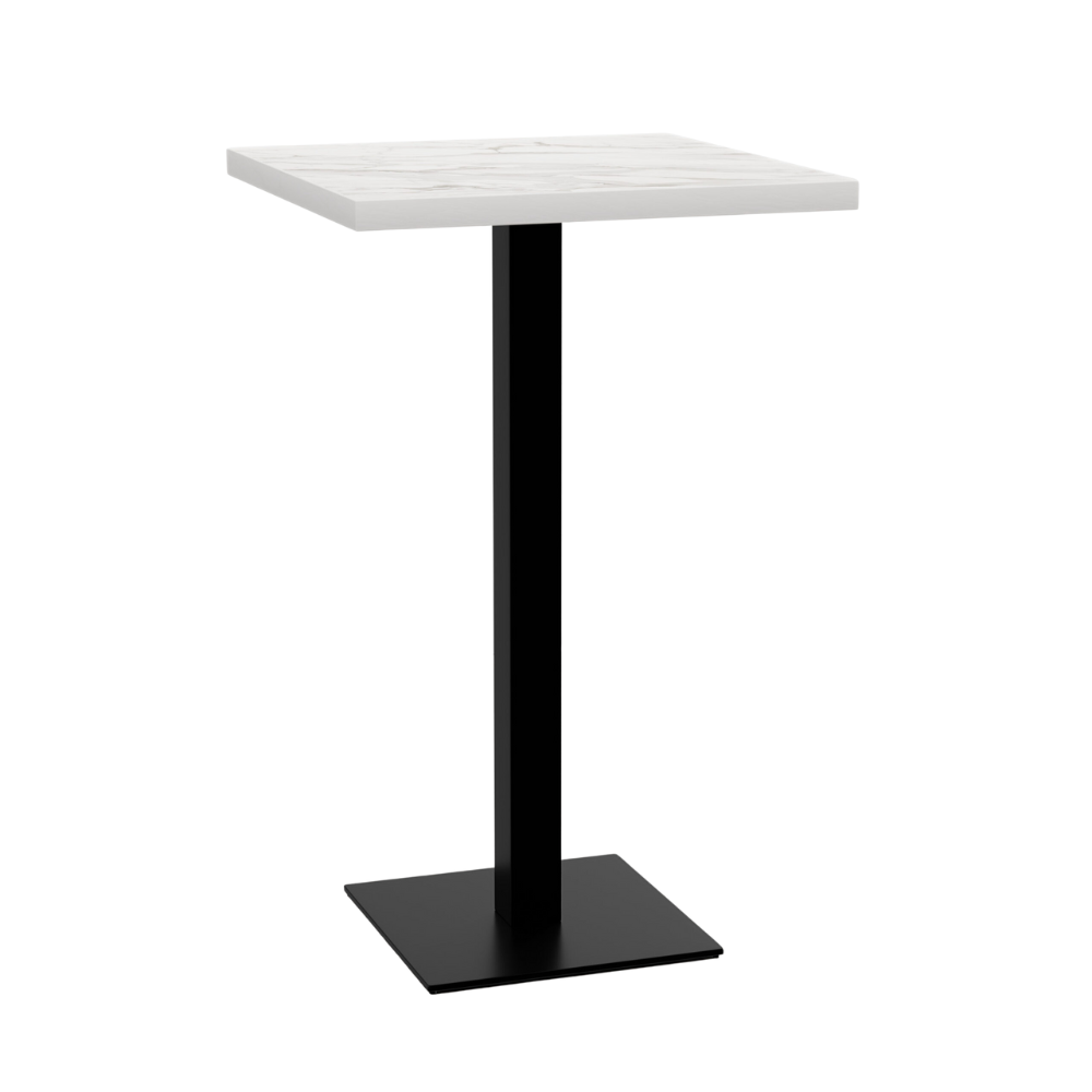 Gastro Stehtisch 50x50 cm | Marmor Weiß | Gusseisengestell